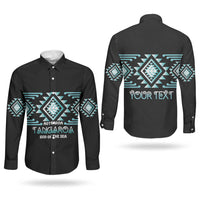 Aotearoa Atua Tangaroa Personalised Couples Matching Off Shoulder Maxi Dress and Long Sleeve Button Shirt Maori God Of The Sea Taniko Motifs LT14 - Polynesian Pride