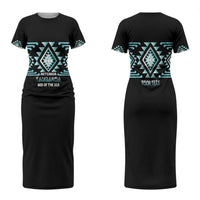 Aotearoa Atua Tangaroa Personalised Couples Matching Short Sleeve Bodycon Dress and Hawaiian Shirt Maori God Of The Sea Taniko Motifs LT14 - Polynesian Pride
