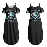 Aotearoa Atua Tangaroa Personalised Couples Matching Summer Maxi Dress and Long Sleeve Button Shirt Maori God Of The Sea Taniko Motifs LT14 - Polynesian Pride