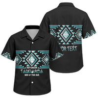 Aotearoa Atua Tangaroa Personalised Family Matching Off Shoulder Short Dress and Hawaiian Shirt Maori God Of The Sea Taniko Motifs LT14 Son's Shirt Turquoise - Polynesian Pride