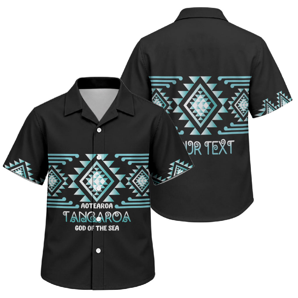 Aotearoa Atua Tangaroa Personalised Family Matching Puletasi and Hawaiian Shirt Maori God Of The Sea Taniko Motifs LT14 Son's Shirt Turquoise - Polynesian Pride