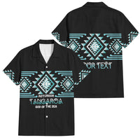 Aotearoa Atua Tangaroa Personalised Family Matching Summer Maxi Dress and Hawaiian Shirt Maori God Of The Sea Taniko Motifs LT14 Dad's Shirt - Short Sleeve Turquoise - Polynesian Pride