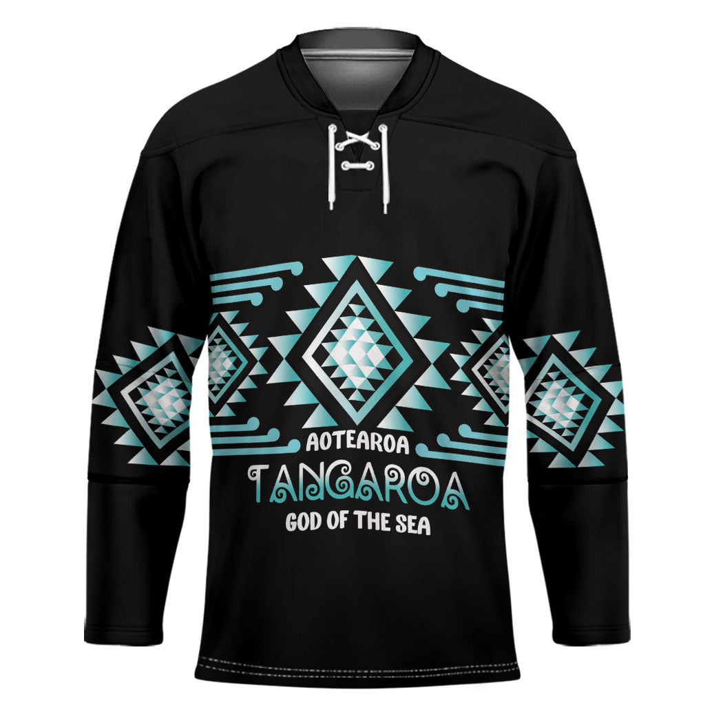 Aotearoa Atua Tangaroa Personalised Hockey Jersey Maori God Of The Sea Taniko Motifs LT14 Unisex Turquoise - Polynesian Pride