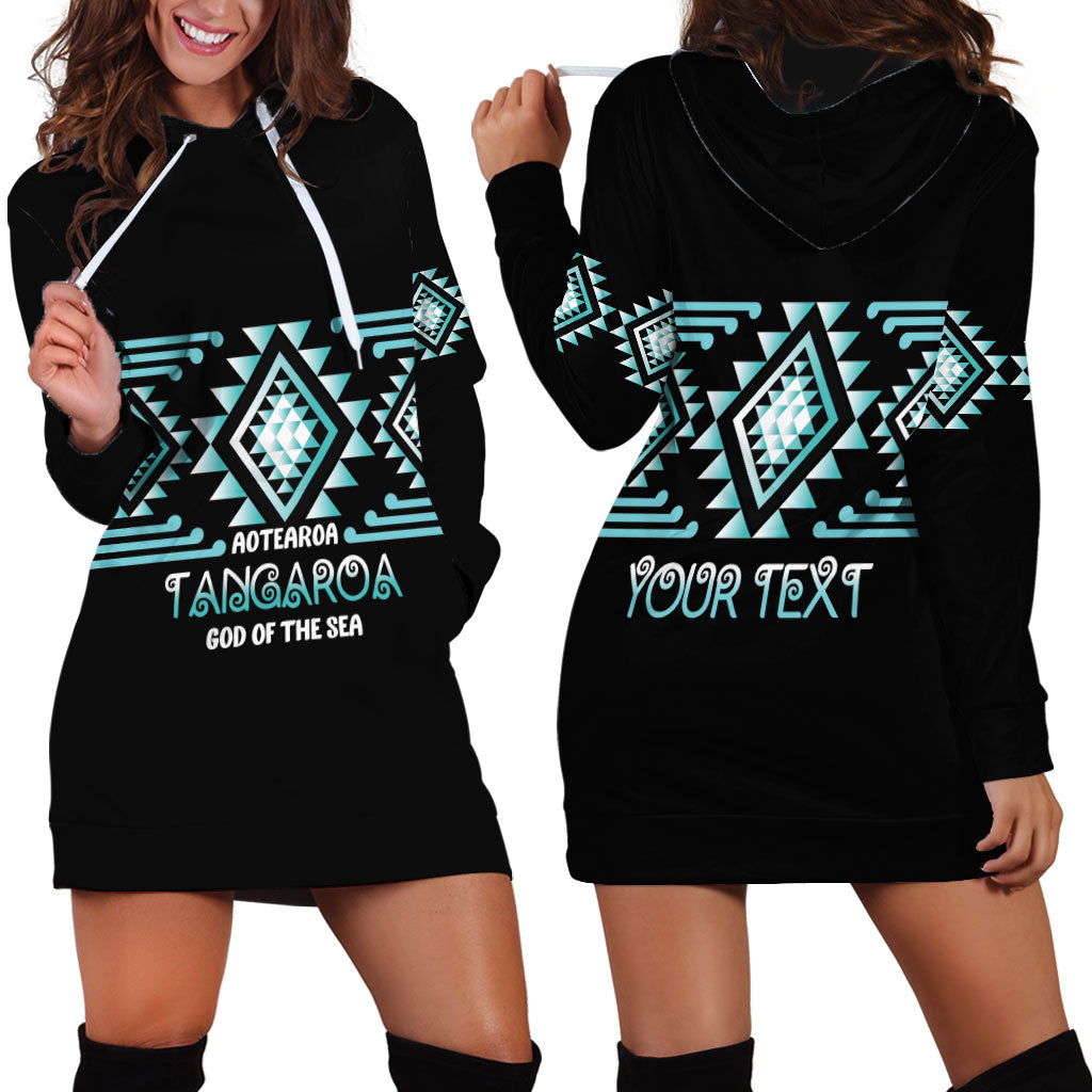 Aotearoa Atua Tangaroa Personalised Hoodie Dress Maori God Of The Sea Taniko Motifs LT14 - Polynesian Pride