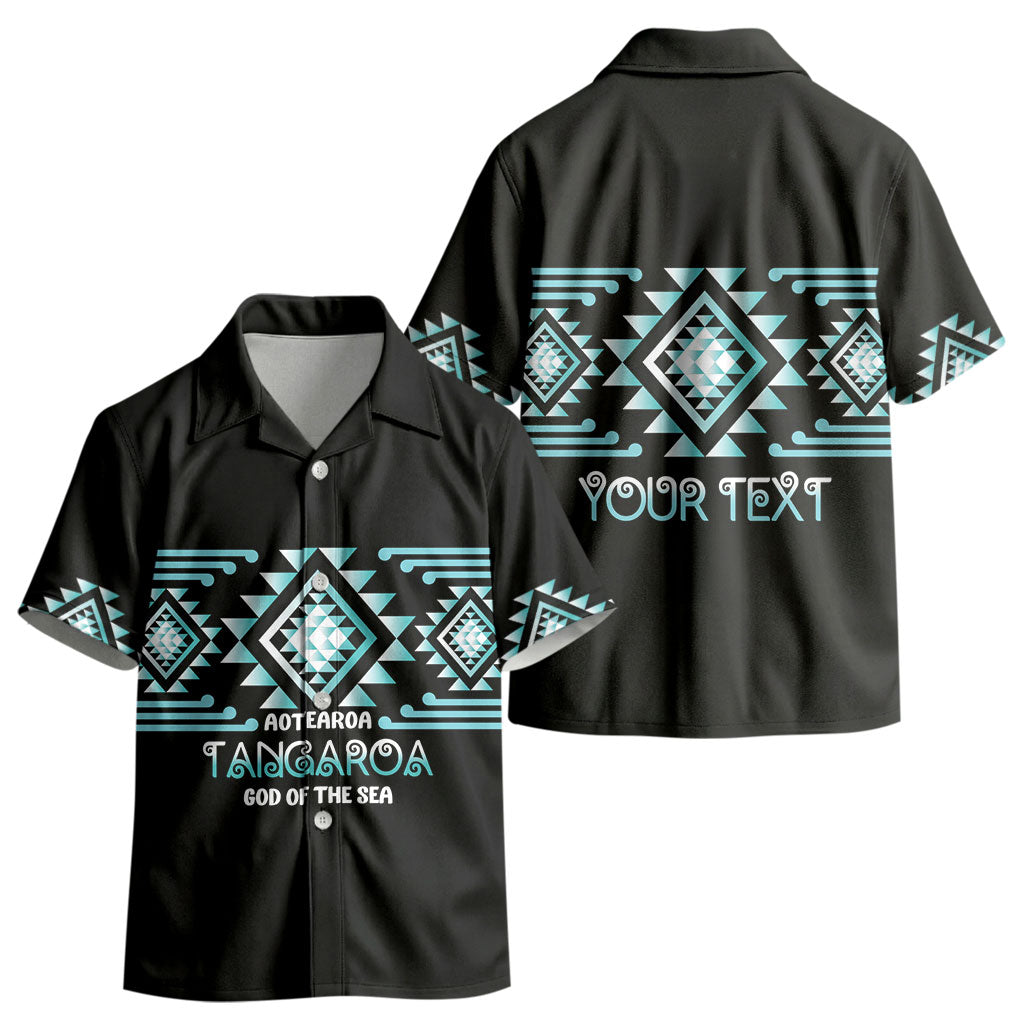 Aotearoa Atua Tangaroa Personalised Kid Hawaiian Shirt Maori God Of The Sea Taniko Motifs LT14 - Polynesian Pride