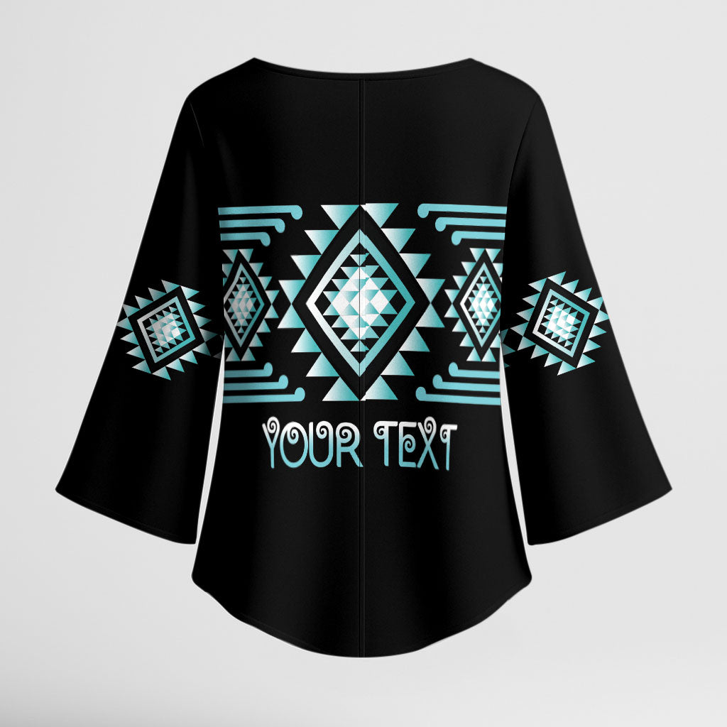 Aotearoa Atua Tangaroa Personalised Kimono Sleeve Blouse Maori God Of The Sea Taniko Motifs LT14 - Polynesian Pride