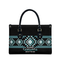 Aotearoa Atua Tangaroa Leather Bag Maori God Of The Sea Taniko Motifs LT14 - Polynesian Pride