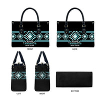 Aotearoa Atua Tangaroa Leather Bag Maori God Of The Sea Taniko Motifs LT14 - Polynesian Pride