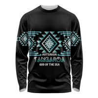 Aotearoa Atua Tangaroa Personalised Long Sleeve Shirt Maori God Of The Sea Taniko Motifs LT14 Unisex Turquoise - Polynesian Pride