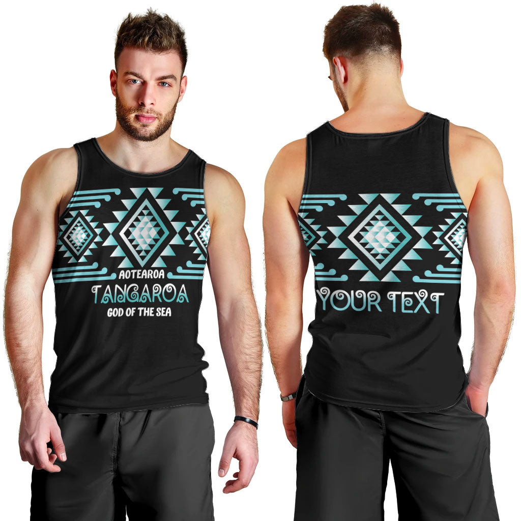 Aotearoa Atua Tangaroa Personalised Men Tank Top Maori God Of The Sea Taniko Motifs LT14 - Polynesian Pride
