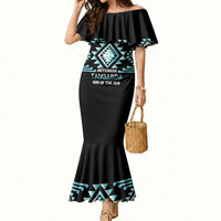 Aotearoa Atua Tangaroa Personalised Mermaid Dress Maori God Of The Sea Taniko Motifs LT14 Women Turquoise - Polynesian Pride