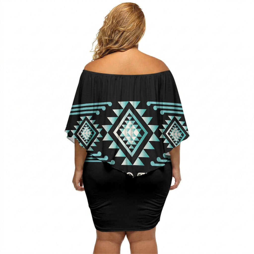 Aotearoa Atua Tangaroa Personalised Off Shoulder Short Dress Maori God Of The Sea Taniko Motifs LT14 - Polynesian Pride