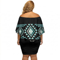 Aotearoa Atua Tangaroa Personalised Off Shoulder Short Dress Maori God Of The Sea Taniko Motifs LT14 - Polynesian Pride