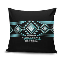 Aotearoa Atua Tangaroa Pillow Cover Maori God Of The Sea Taniko Motifs LT14 Turquoise - Polynesian Pride