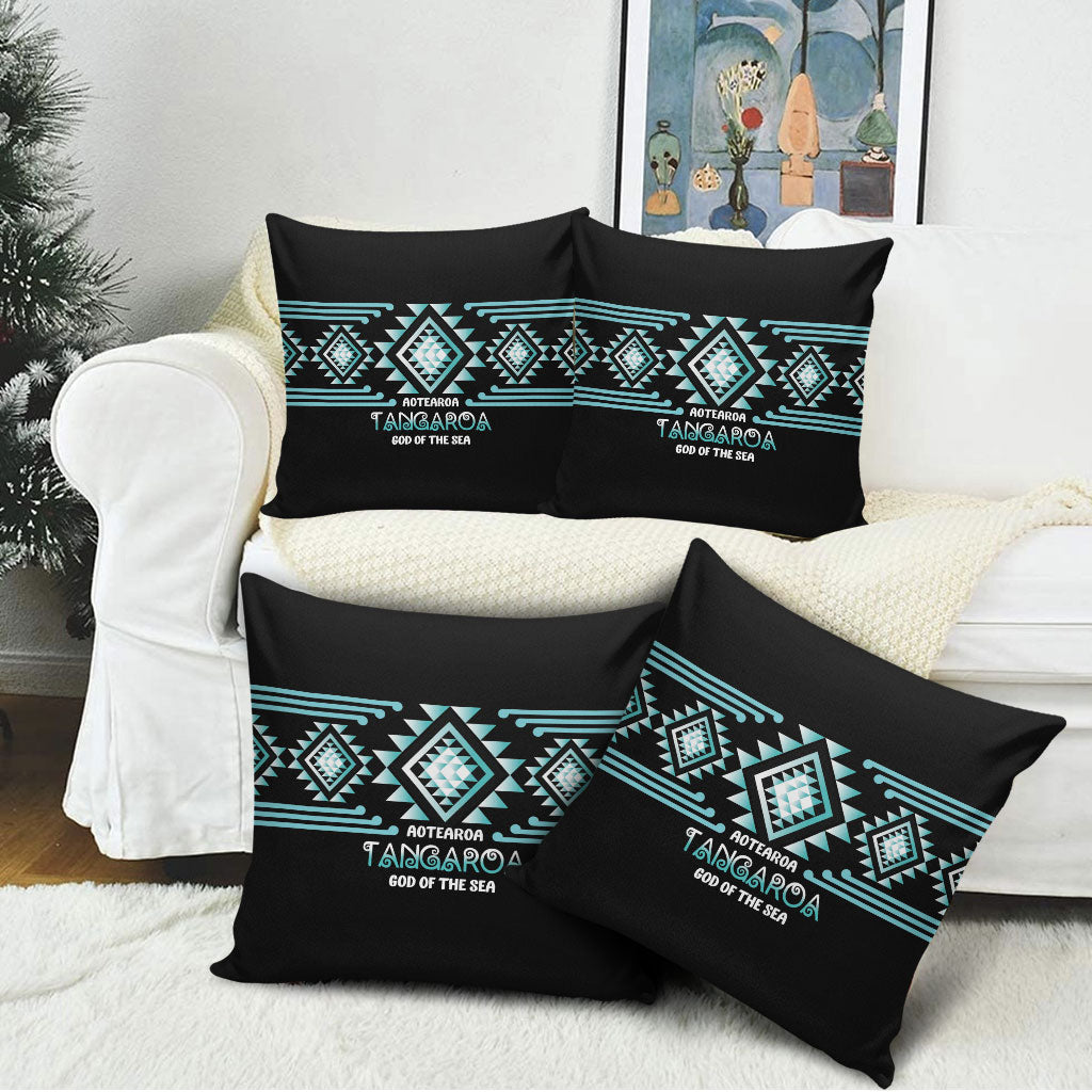 Aotearoa Atua Tangaroa Pillow Cover Maori God Of The Sea Taniko Motifs LT14 - Polynesian Pride