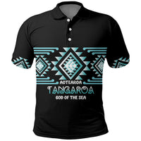 Aotearoa Atua Tangaroa Personalised Polo Shirt Maori God Of The Sea Taniko Motifs LT14 Turquoise - Polynesian Pride