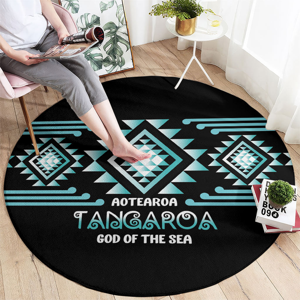 Aotearoa Atua Tangaroa Round Carpet Maori God Of The Sea Taniko Motifs LT14 - Polynesian Pride