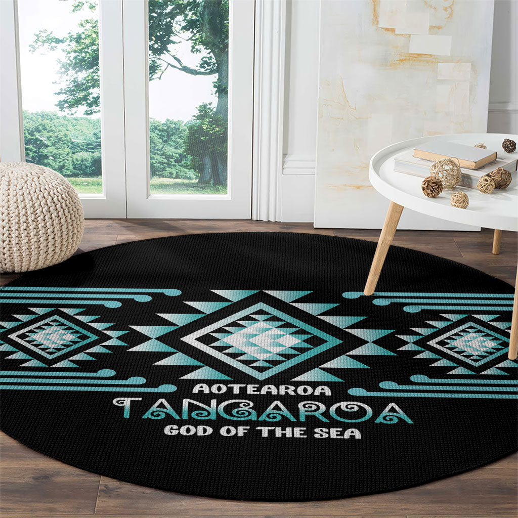 Aotearoa Atua Tangaroa Round Carpet Maori God Of The Sea Taniko Motifs LT14 - Polynesian Pride
