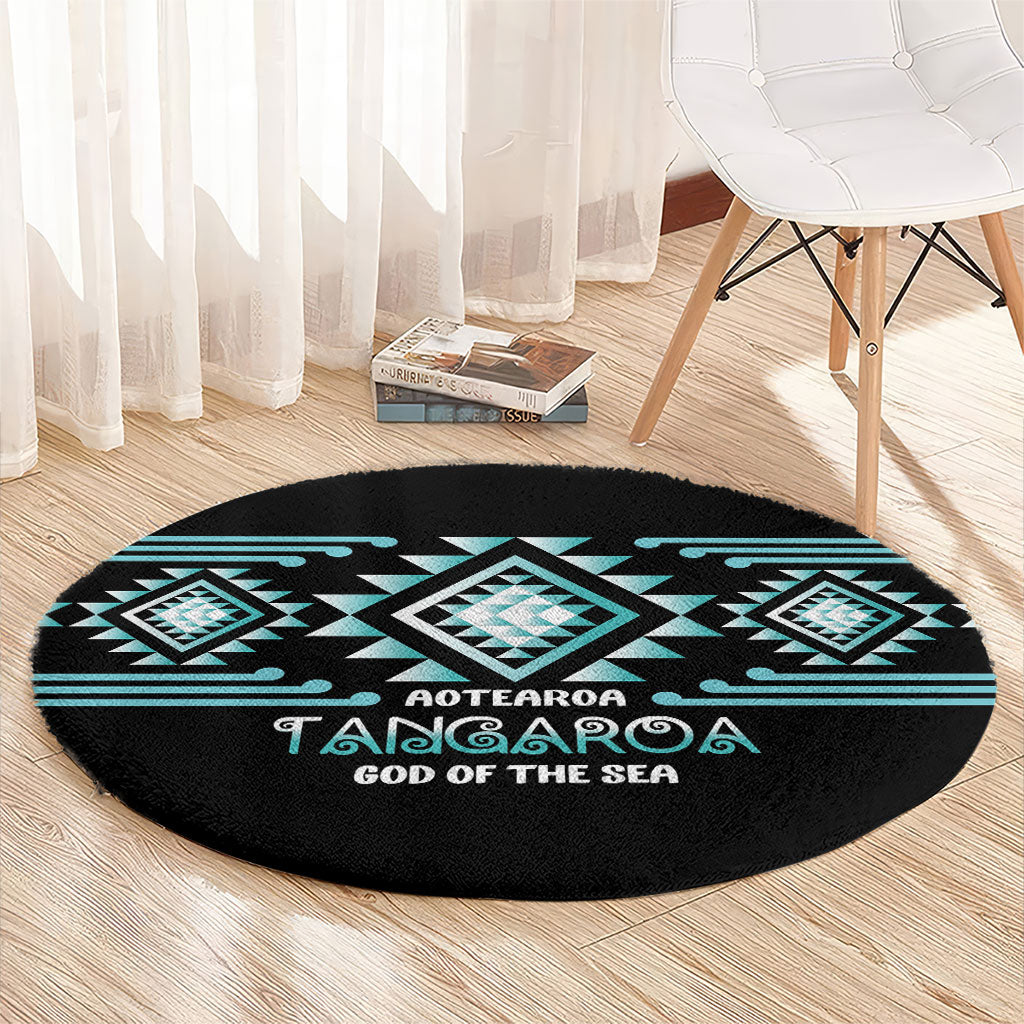 Aotearoa Atua Tangaroa Round Carpet Maori God Of The Sea Taniko Motifs LT14 - Polynesian Pride