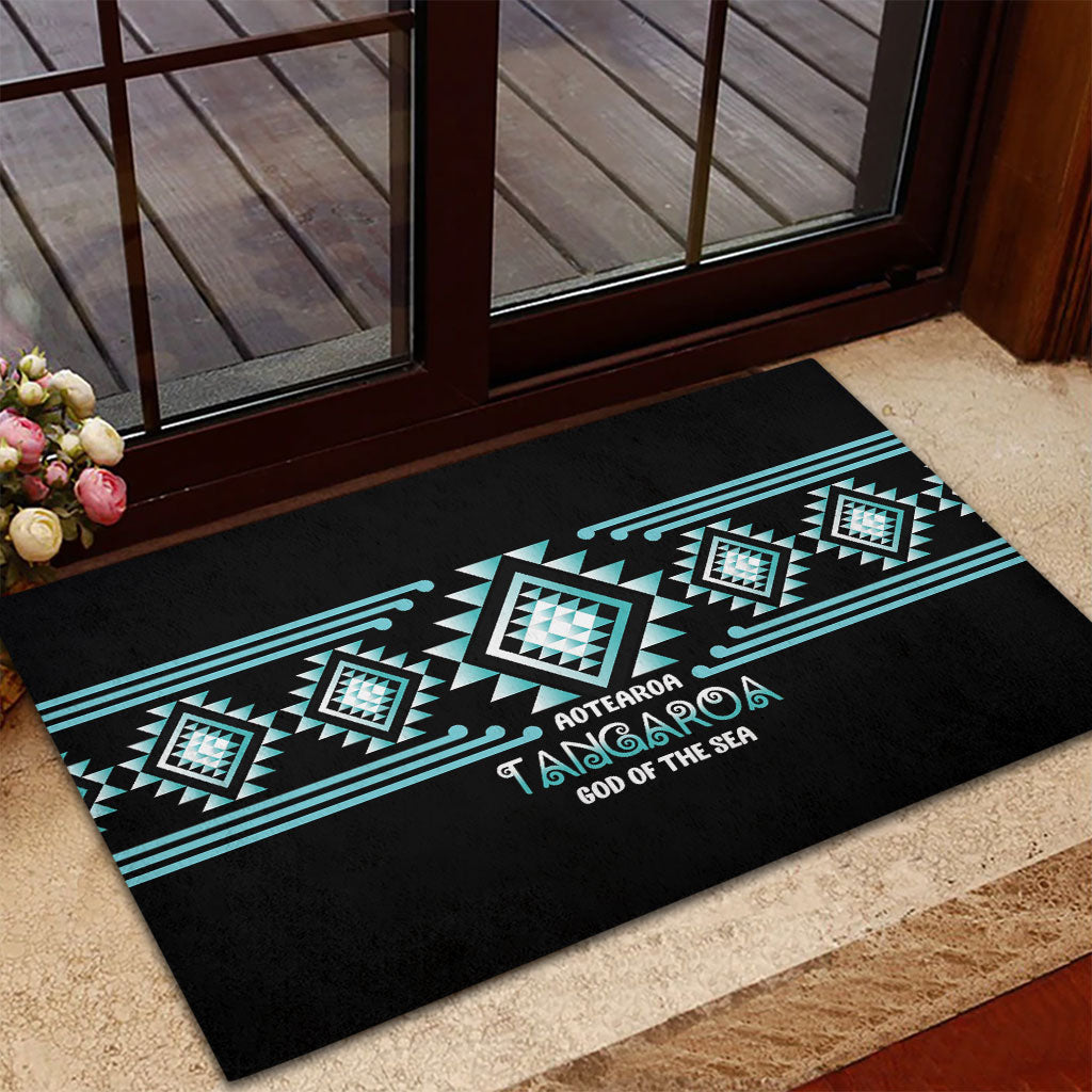 Aotearoa Atua Tangaroa Rubber Doormat Maori God Of The Sea Taniko Motifs LT14 - Polynesian Pride
