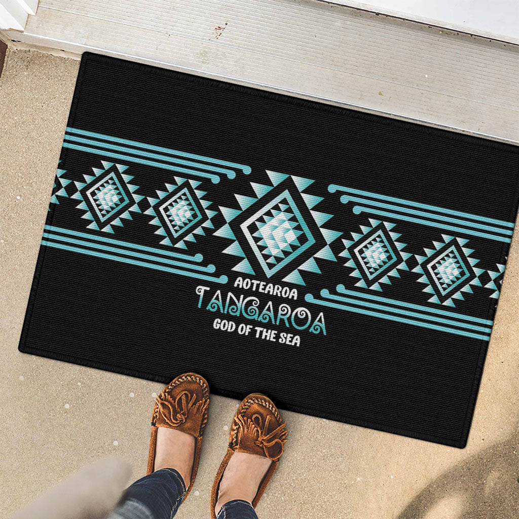 Aotearoa Atua Tangaroa Rubber Doormat Maori God Of The Sea Taniko Motifs LT14 - Polynesian Pride