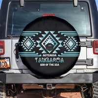 Aotearoa Atua Tangaroa Spare Tire Cover Maori God Of The Sea Taniko Motifs LT14 Turquoise - Polynesian Pride