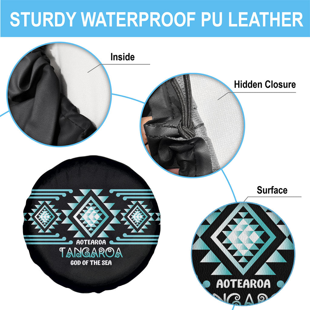Aotearoa Atua Tangaroa Spare Tire Cover Maori God Of The Sea Taniko Motifs LT14 - Polynesian Pride