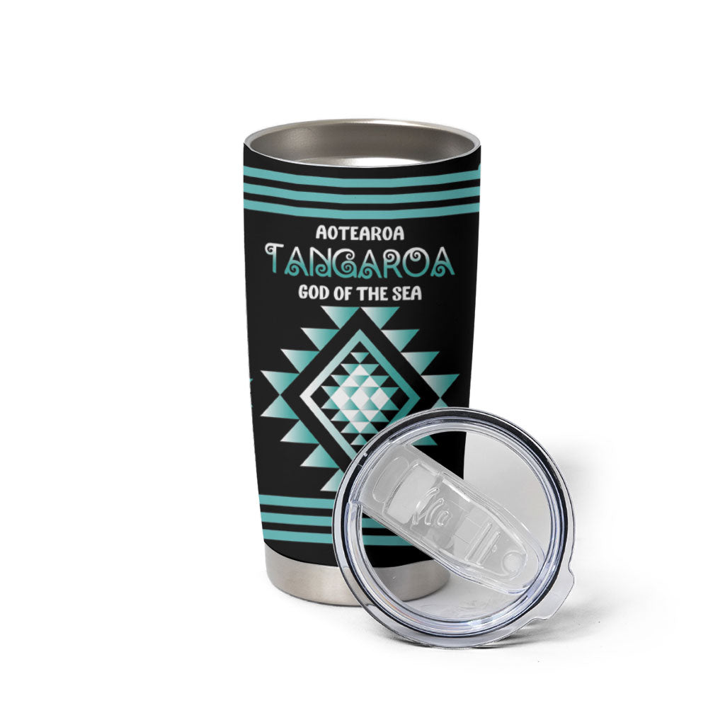 Aotearoa Atua Tangaroa Personalised Tumbler Cup Maori God Of The Sea Taniko Motifs LT14 - Polynesian Pride