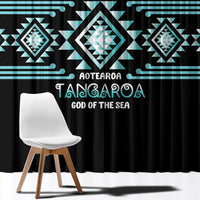 Aotearoa Atua Tangaroa Window Curtain Maori God Of The Sea Taniko Motifs LT14 - Polynesian Pride