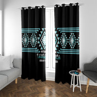 Aotearoa Atua Tangaroa Window Curtain Maori God Of The Sea Taniko Motifs LT14 With Grommets Turquoise - Polynesian Pride