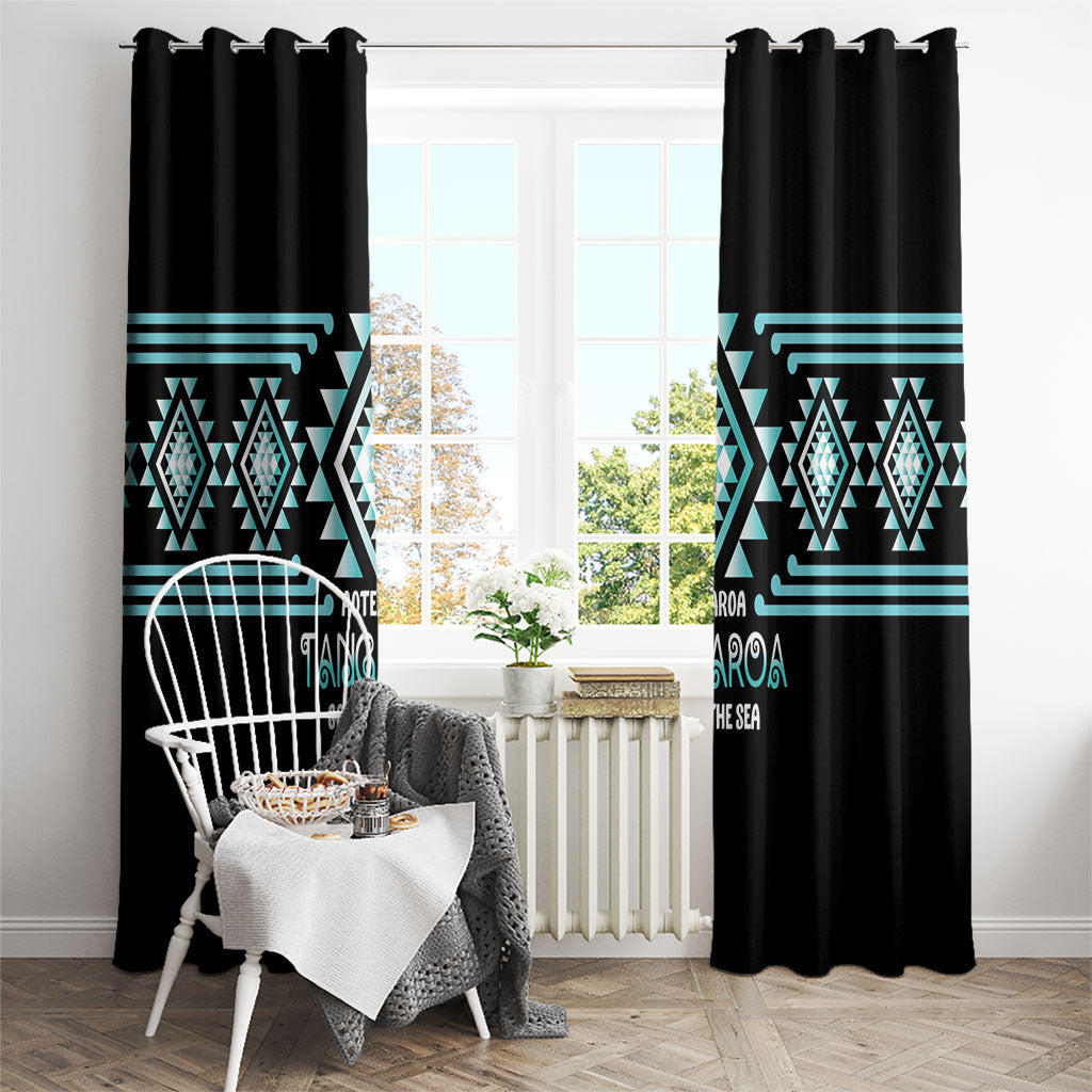 Aotearoa Atua Tangaroa Window Curtain Maori God Of The Sea Taniko Motifs LT14 - Polynesian Pride