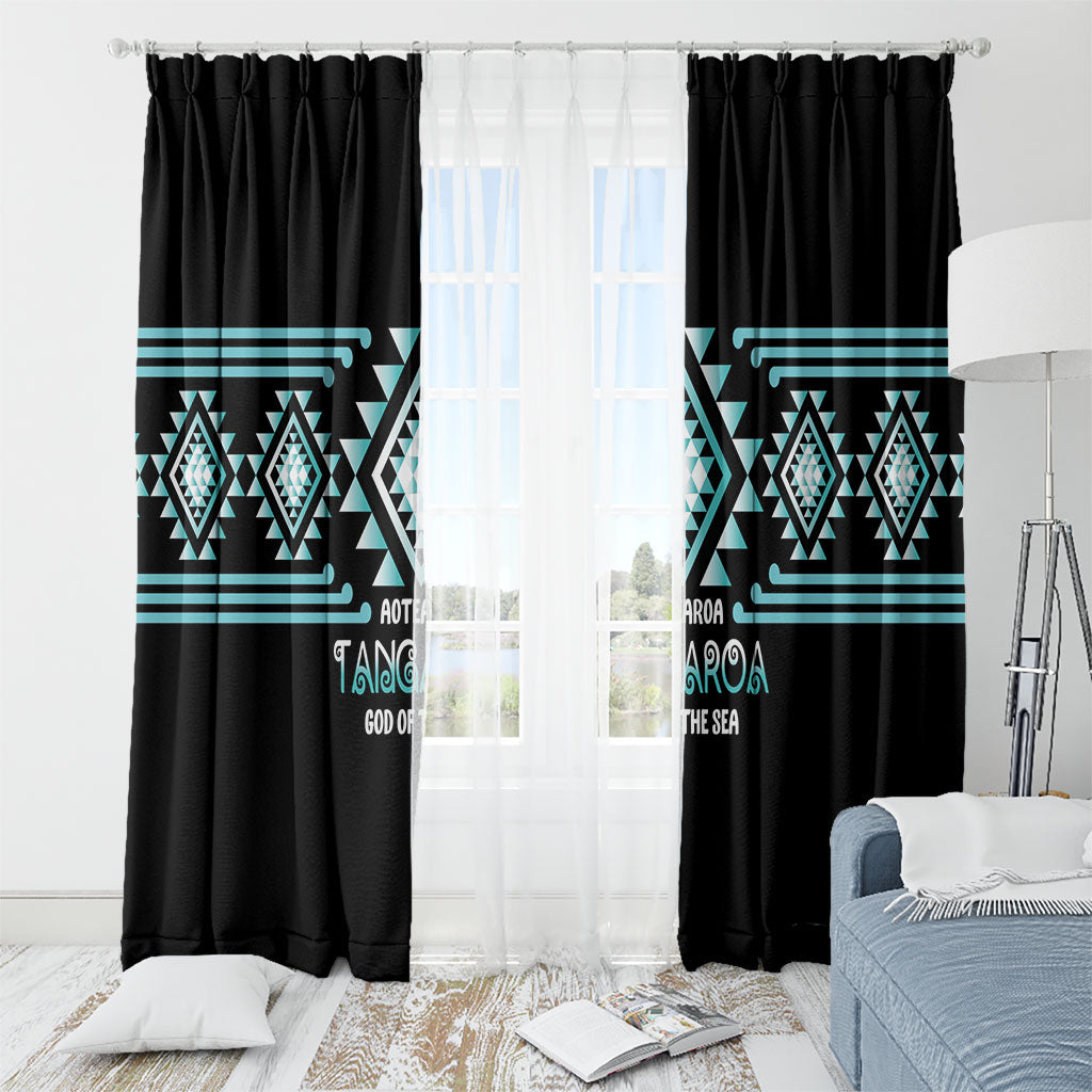 Aotearoa Atua Tangaroa Window Curtain Maori God Of The Sea Taniko Motifs LT14 - Polynesian Pride