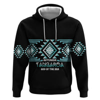 Aotearoa Atua Tangaroa Personalised Zip Hoodie Maori God Of The Sea Taniko Motifs LT14 Pullover Hoodie Turquoise - Polynesian Pride