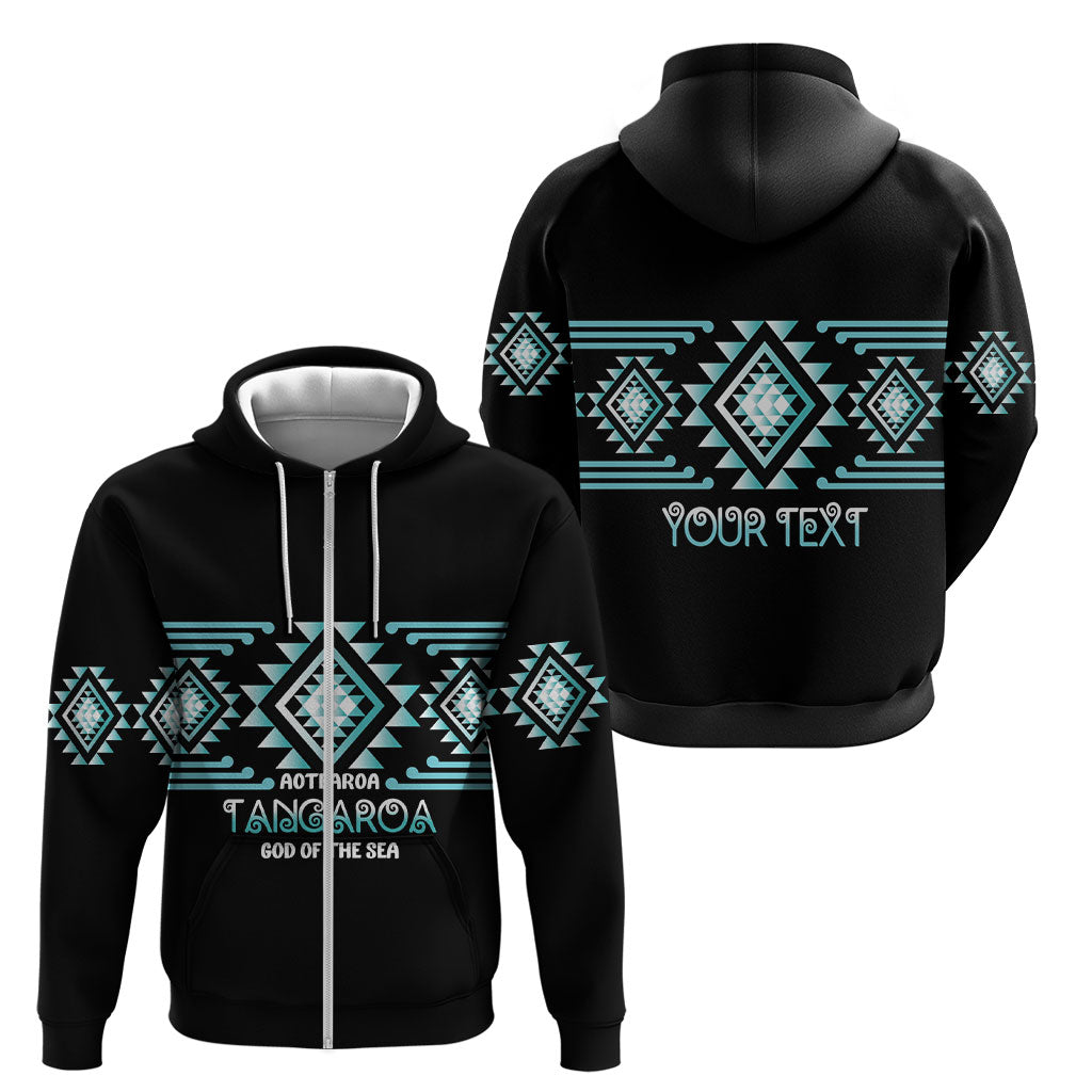 Aotearoa Atua Tangaroa Personalised Zip Hoodie Maori God Of The Sea Taniko Motifs LT14 - Polynesian Pride
