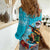 Hawaii Christmas Women Casual Shirt Mele Kalikimaka Poinsettia Lei Polynesian - Blue