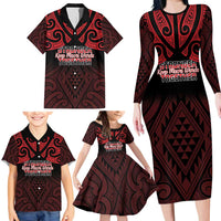 Personalised Keep Maori Wards New Zealand Family Matching Long Sleeve Bodycon Dress and Hawaiian Shirt Stronger Together Aotearoa Taniko - Polynesian Pride