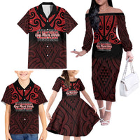 Personalised Keep Maori Wards New Zealand Family Matching Off The Shoulder Long Sleeve Dress and Hawaiian Shirt Stronger Together Aotearoa Taniko - Polynesian Pride