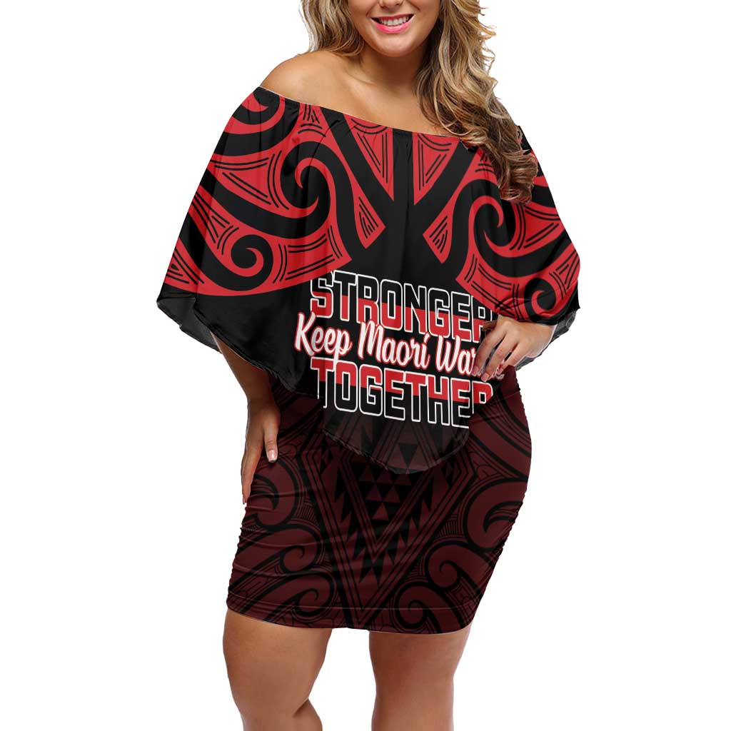 Personalised Keep Maori Wards New Zealand Family Matching Off Shoulder Short Dress and Hawaiian Shirt Stronger Together Aotearoa Taniko - Polynesian Pride