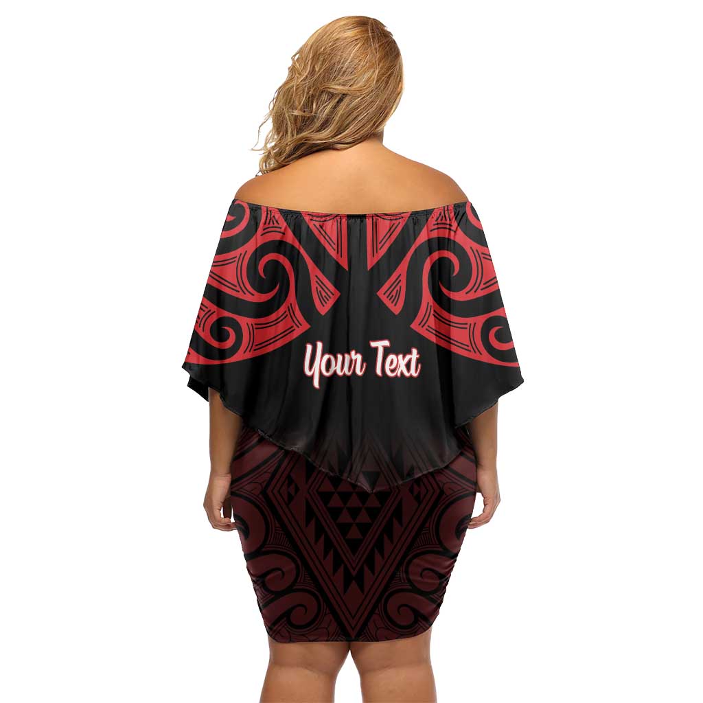 Personalised Keep Maori Wards New Zealand Family Matching Off Shoulder Short Dress and Hawaiian Shirt Stronger Together Aotearoa Taniko - Polynesian Pride