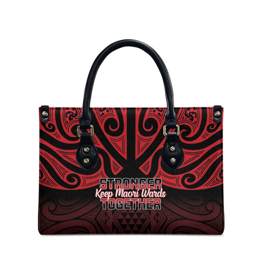 Keep Maori Wards New Zealand Leather Bag Stronger Together Aotearoa Taniko - Polynesian Pride