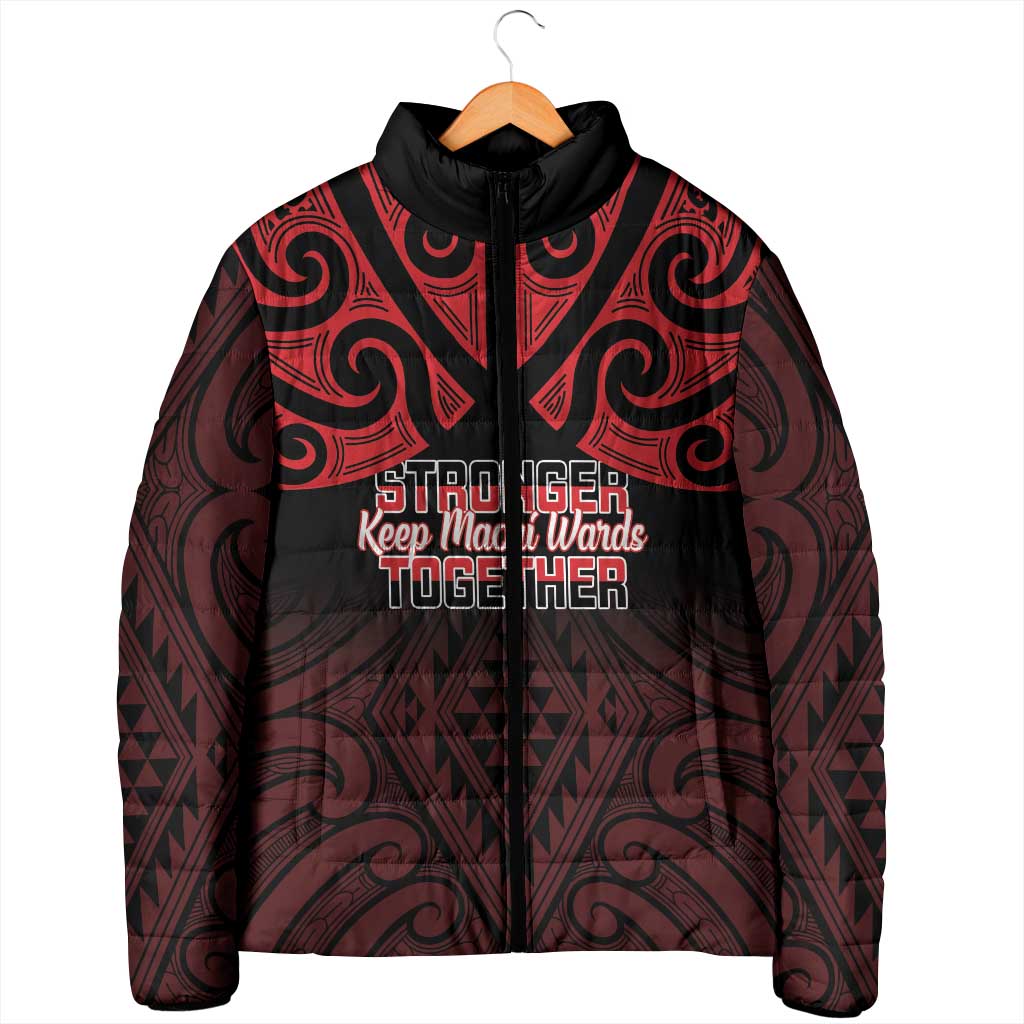 Personalised Keep Maori Wards New Zealand Padded Jacket Stronger Together Aotearoa Taniko - Polynesian Pride