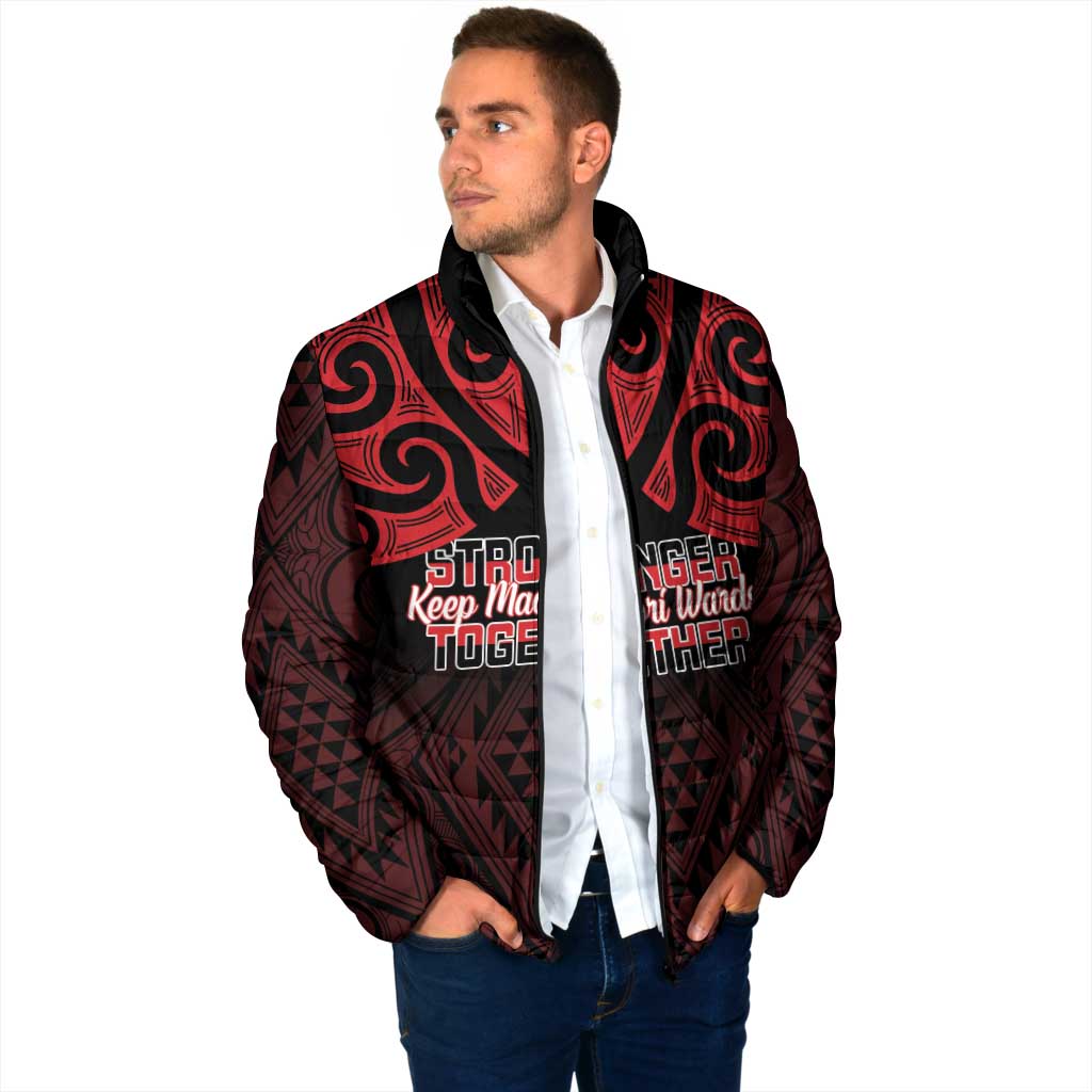 Personalised Keep Maori Wards New Zealand Padded Jacket Stronger Together Aotearoa Taniko - Polynesian Pride