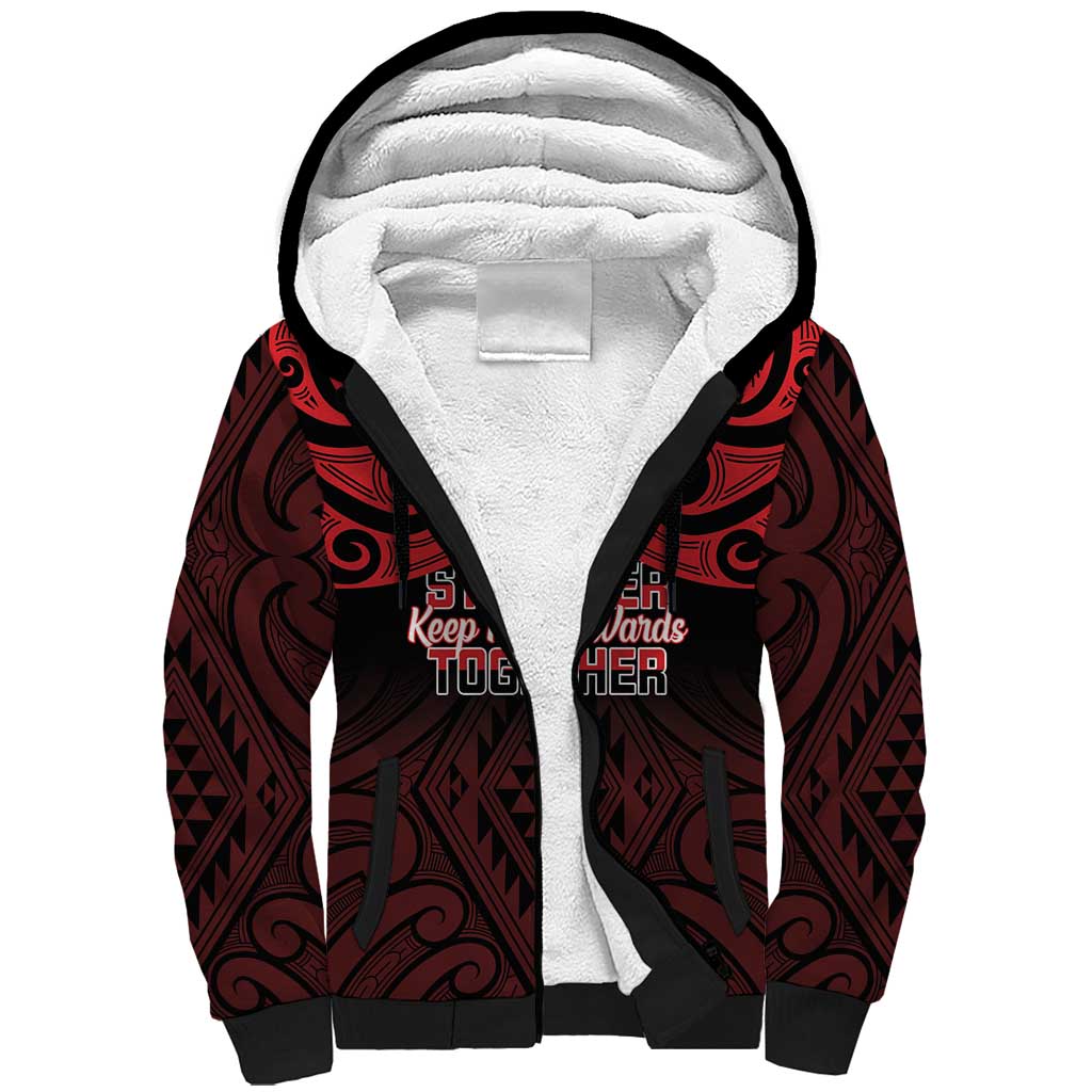 Personalised Keep Maori Wards New Zealand Sherpa Hoodie Stronger Together Aotearoa Taniko - Polynesian Pride