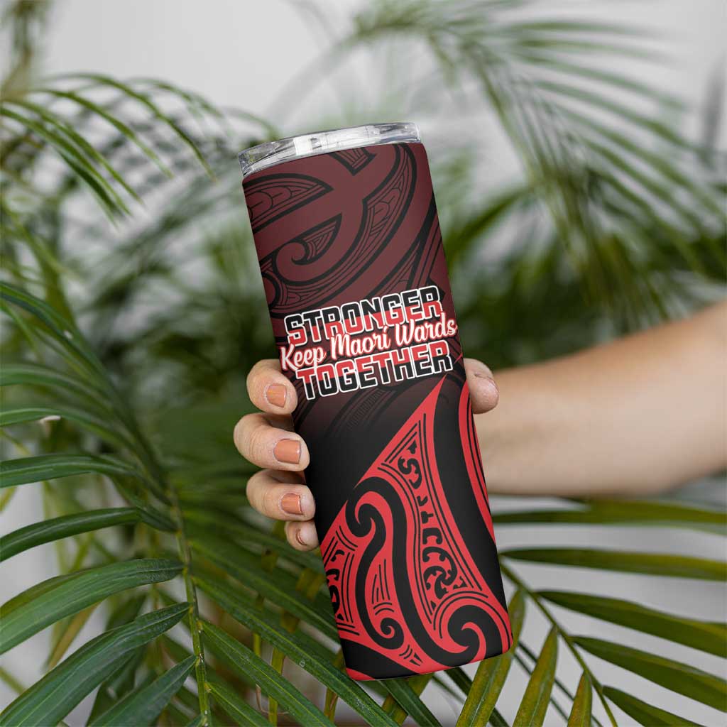 Personalised Keep Maori Wards New Zealand Skinny Tumbler Stronger Together Aotearoa Taniko - Polynesian Pride