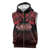 Personalised Keep Maori Wards New Zealand Sleeveless Zip Hoodie Stronger Together Aotearoa Taniko - Polynesian Pride