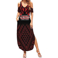 Personalised Keep Maori Wards New Zealand Summer Maxi Dress Stronger Together Aotearoa Taniko - Polynesian Pride