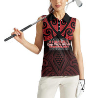 Personalised Keep Maori Wards New Zealand Women Sleeveless Polo Shirt Stronger Together Aotearoa Taniko - Polynesian Pride