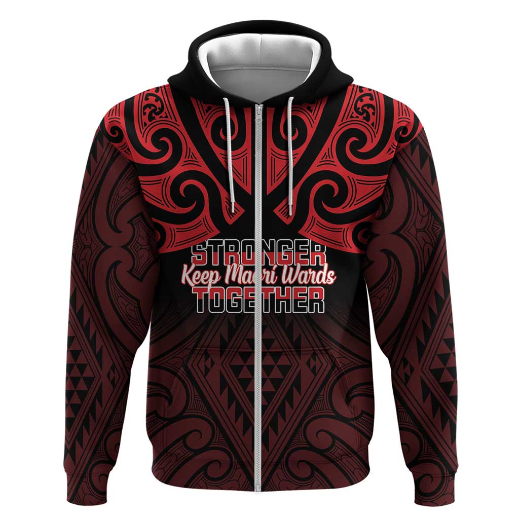 Personalised Keep Maori Wards New Zealand Zip Hoodie Stronger Together Aotearoa Taniko - Polynesian Pride