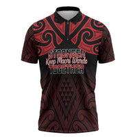Personalised Keep Maori Wards New Zealand Zipper Polo Shirt Stronger Together Aotearoa Taniko - Polynesian Pride