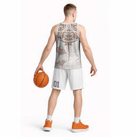 New Zealand Manta Ray Tattoo Basketball Jersey Aotearoa Maori Haehae Beige - Polynesian Pride